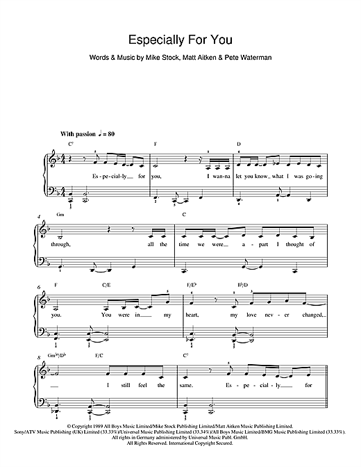 Download Jason Donovan & Kylie Minogue Especially For You Sheet Music and learn how to play Beginner Piano PDF digital score in minutes