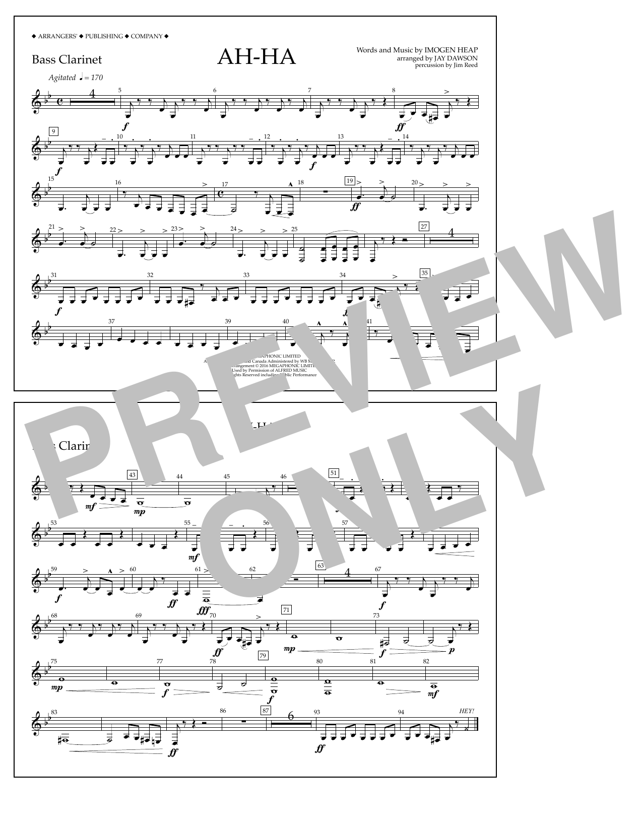 Download Jay Dawson Ah-ha - Bass Clarinet Sheet Music and learn how to play Marching Band PDF digital score in minutes