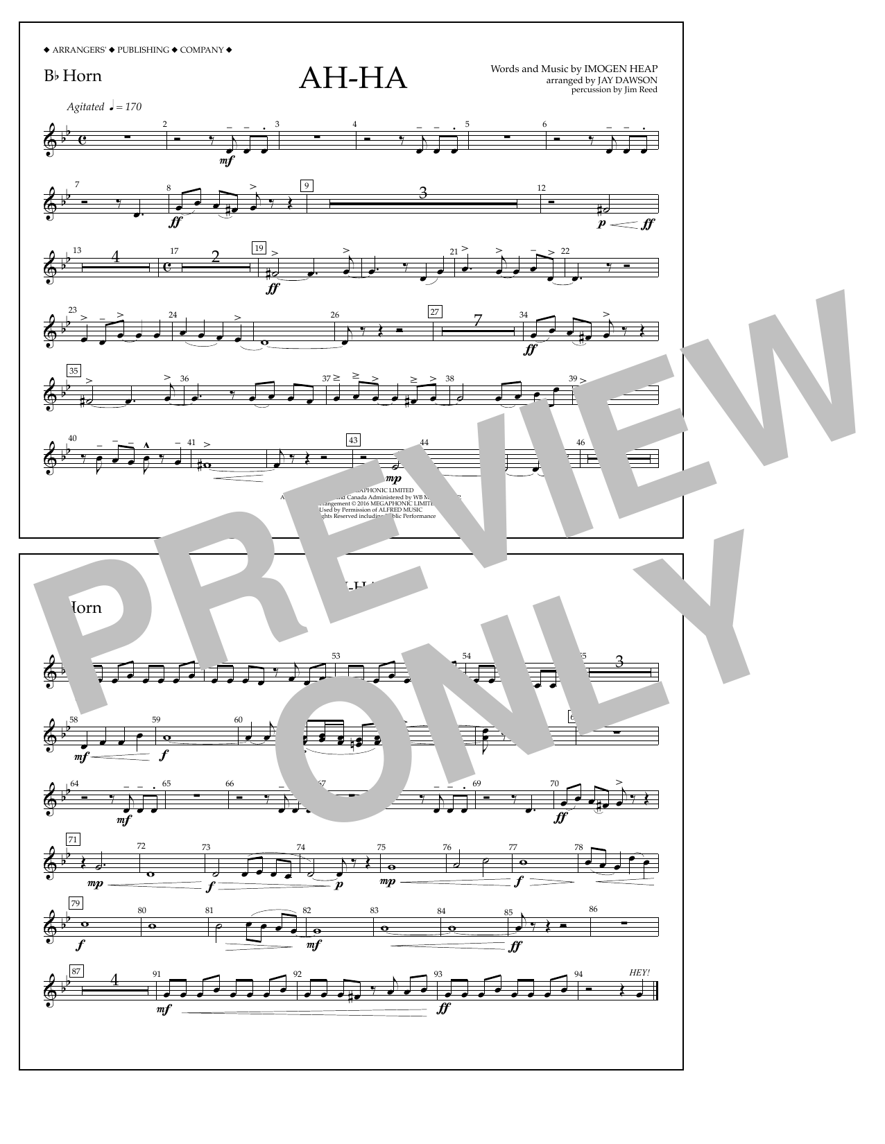 Download Jay Dawson Ah-ha - Bb Horn Sheet Music and learn how to play Marching Band PDF digital score in minutes