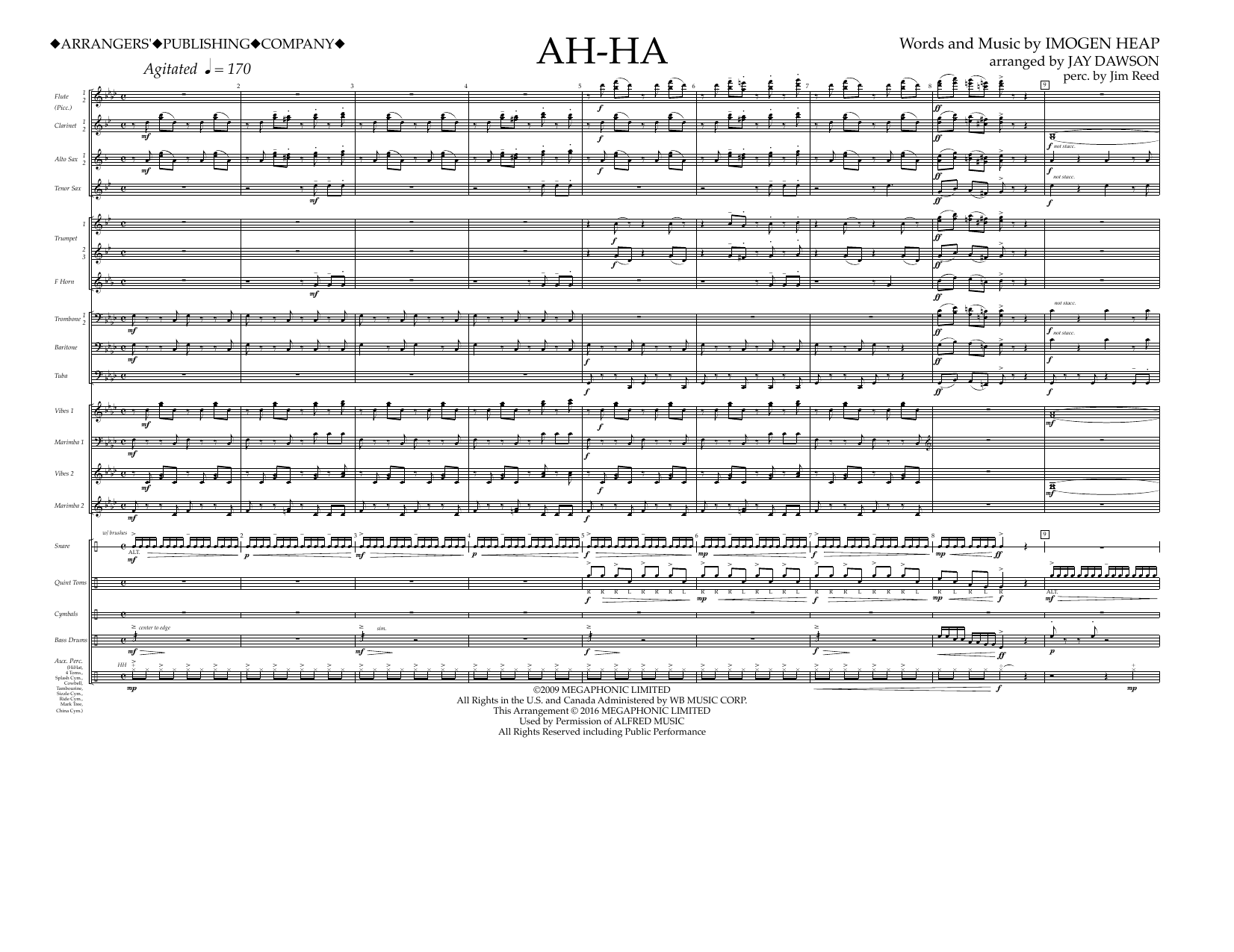 Download Jay Dawson Ah-ha - Full Score Sheet Music and learn how to play Marching Band PDF digital score in minutes