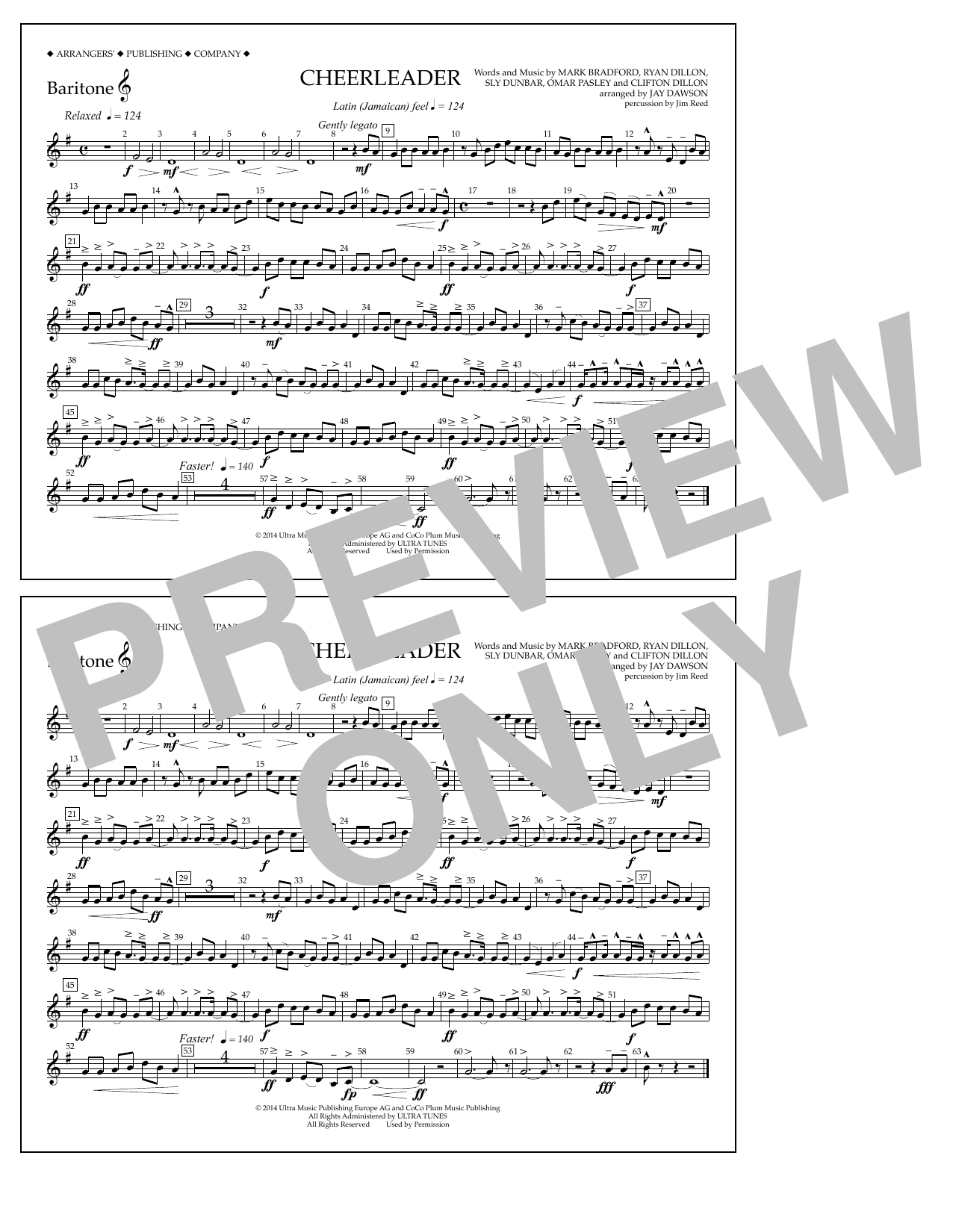 Download Jay Dawson Cheerleader - Baritone T.C. Sheet Music and learn how to play Marching Band PDF digital score in minutes