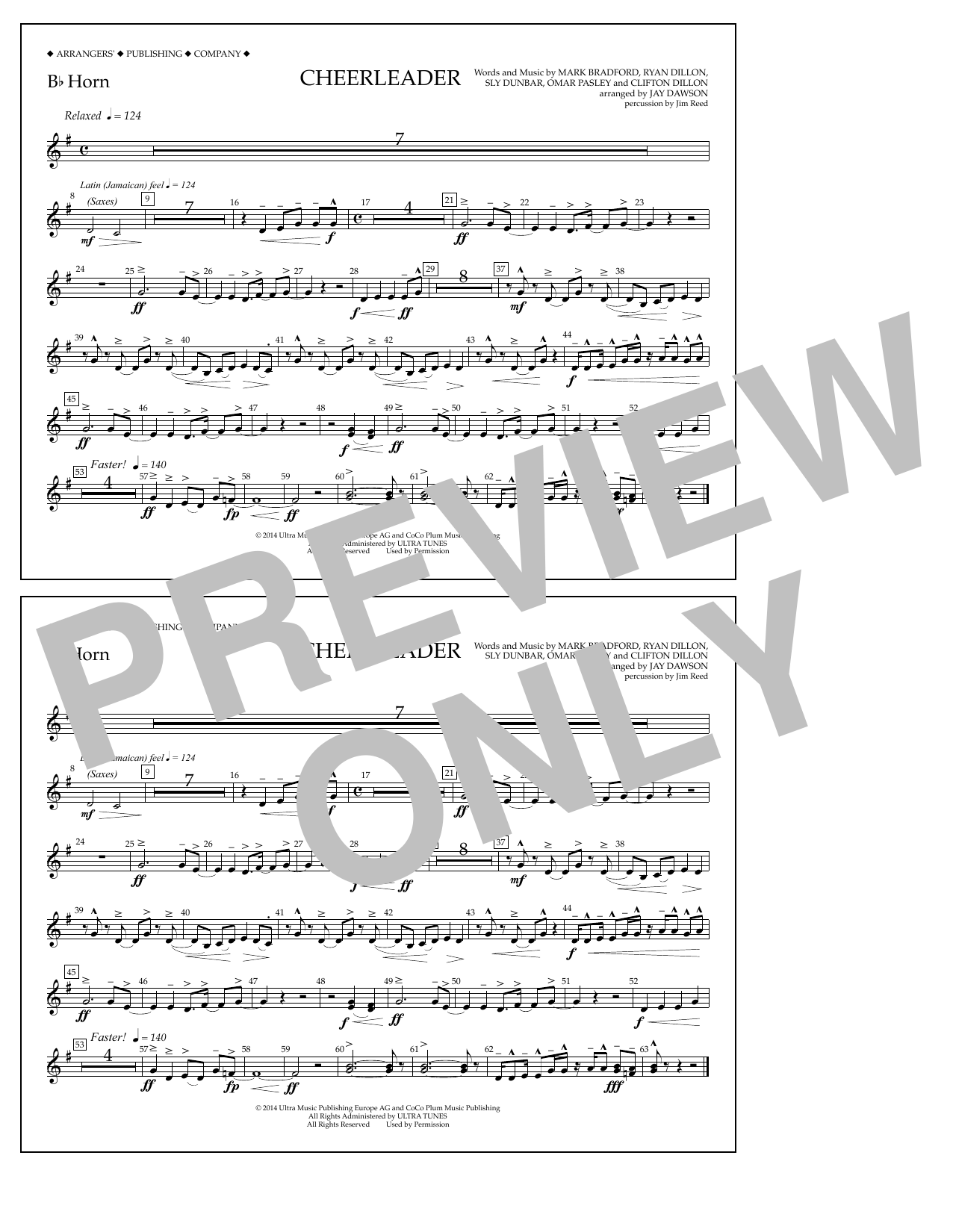 Download Jay Dawson Cheerleader - Bb Horn Sheet Music and learn how to play Marching Band PDF digital score in minutes