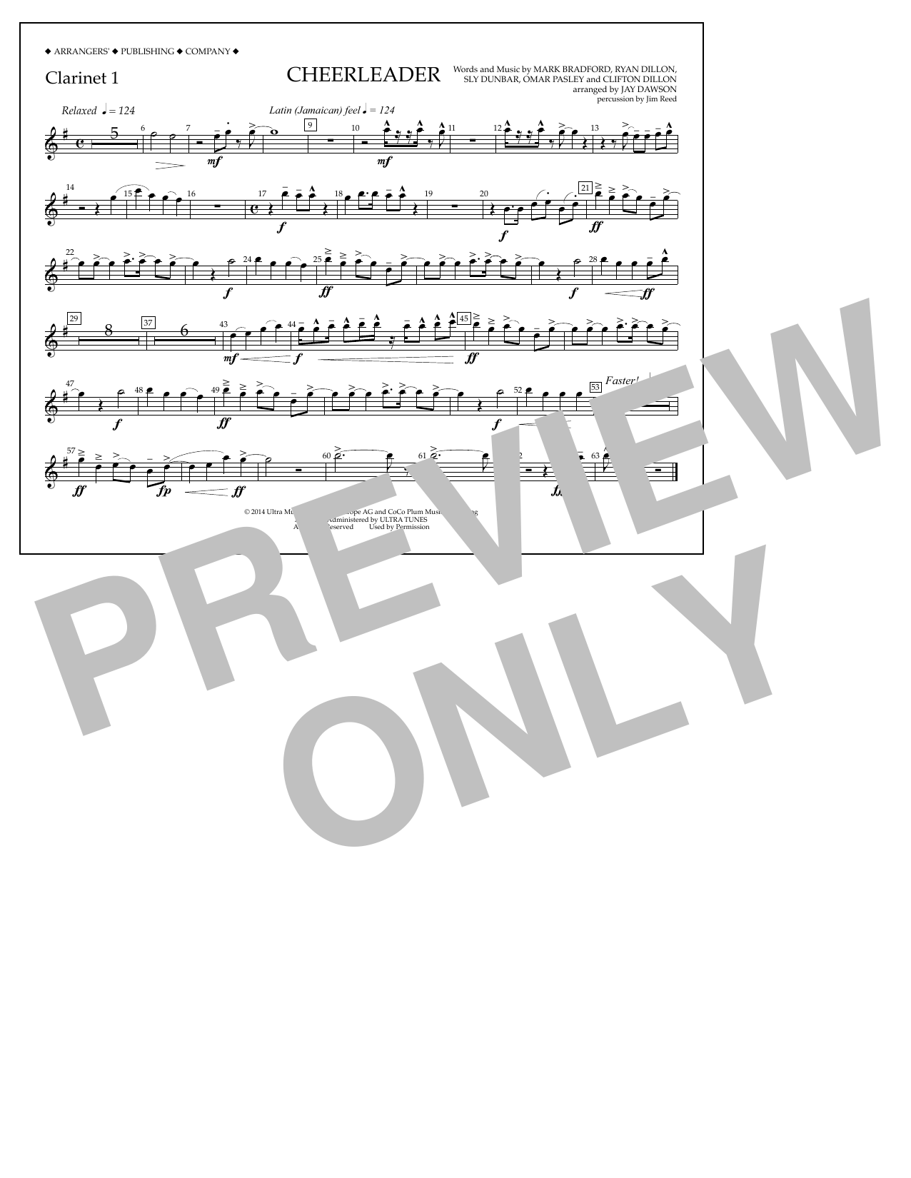 Download Jay Dawson Cheerleader - Clarinet 1 Sheet Music and learn how to play Marching Band PDF digital score in minutes