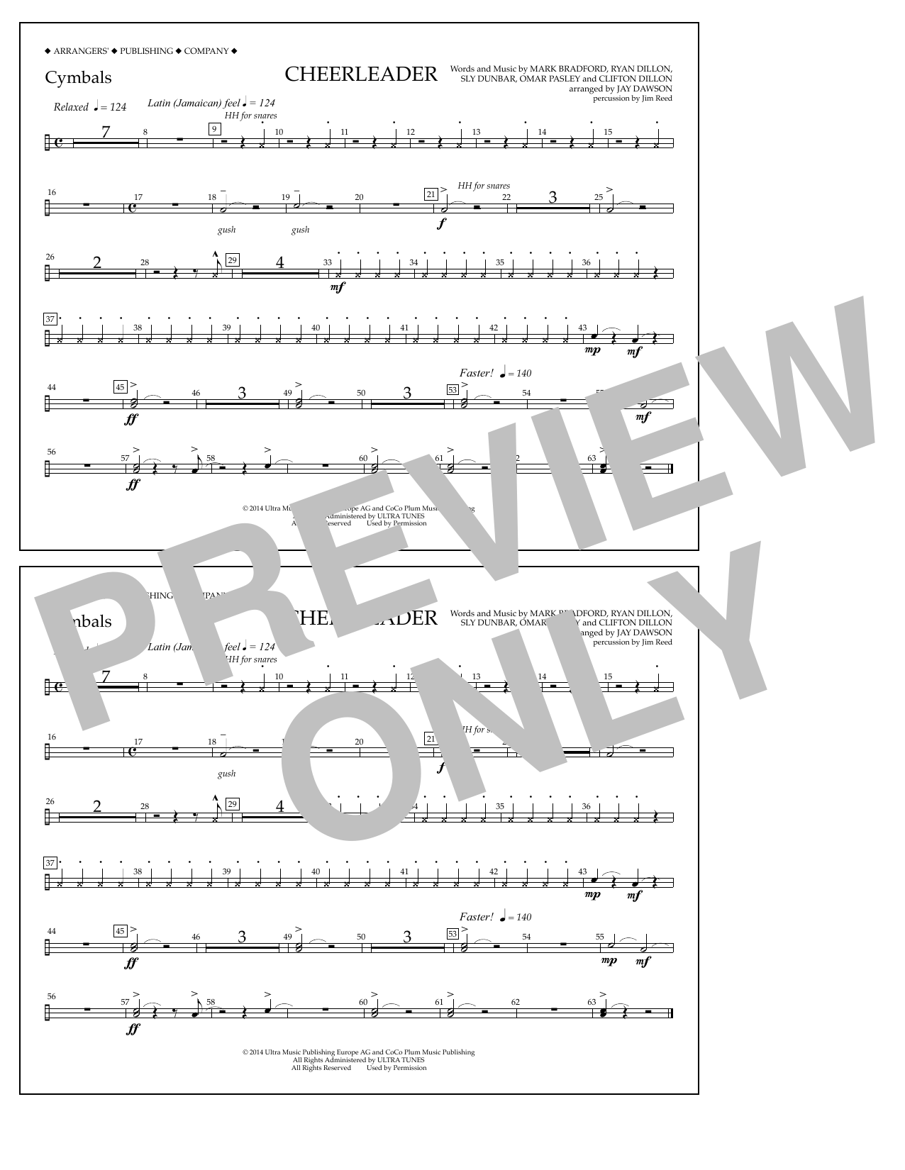 Download Jay Dawson Cheerleader - Cymbals Sheet Music and learn how to play Marching Band PDF digital score in minutes