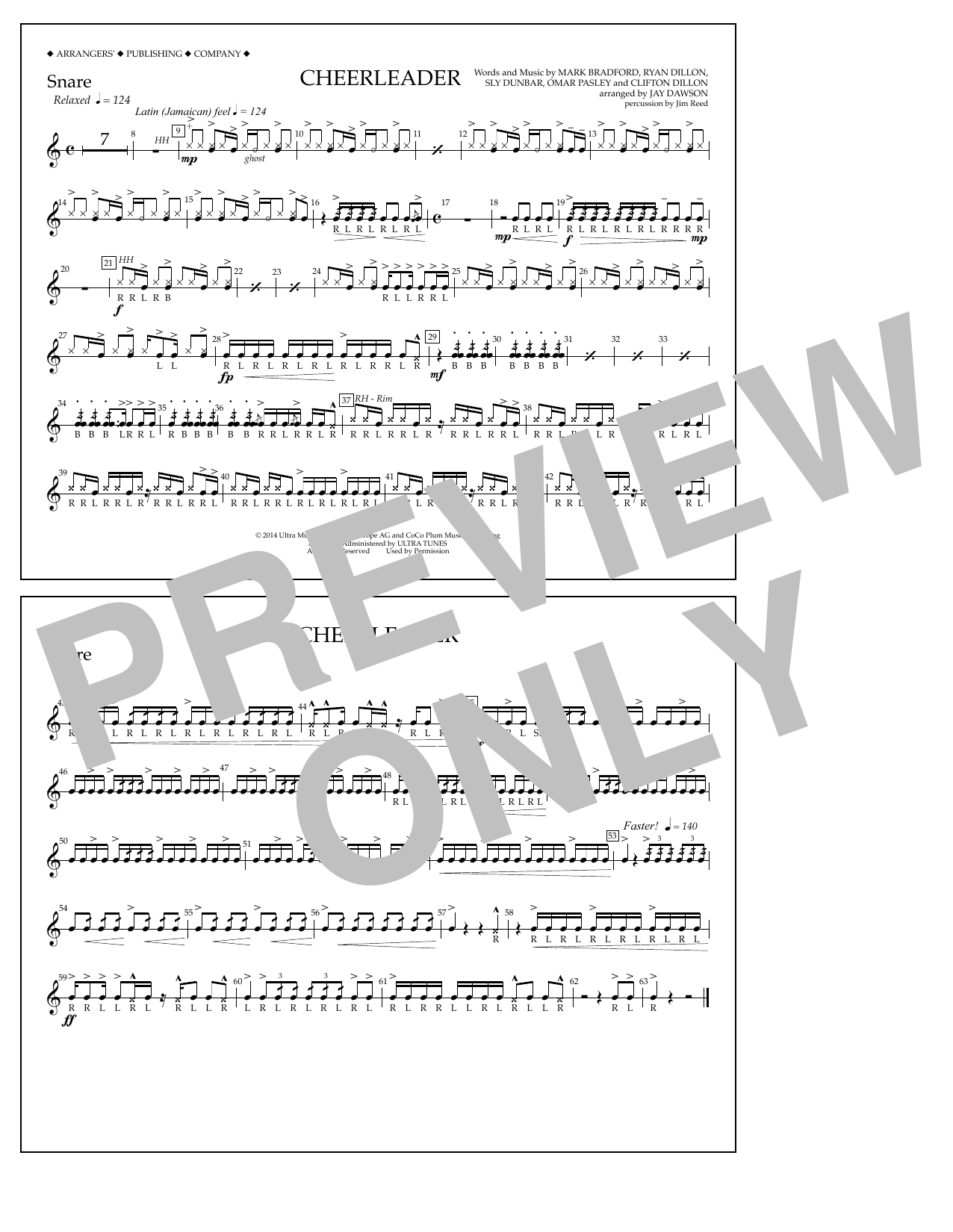 Download Jay Dawson Cheerleader - Snare Sheet Music and learn how to play Marching Band PDF digital score in minutes