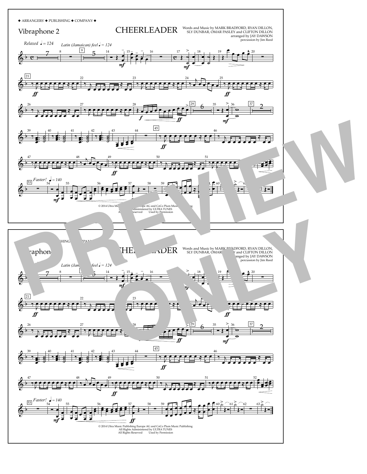 Download Jay Dawson Cheerleader - Vibraphone 2 Sheet Music and learn how to play Marching Band PDF digital score in minutes