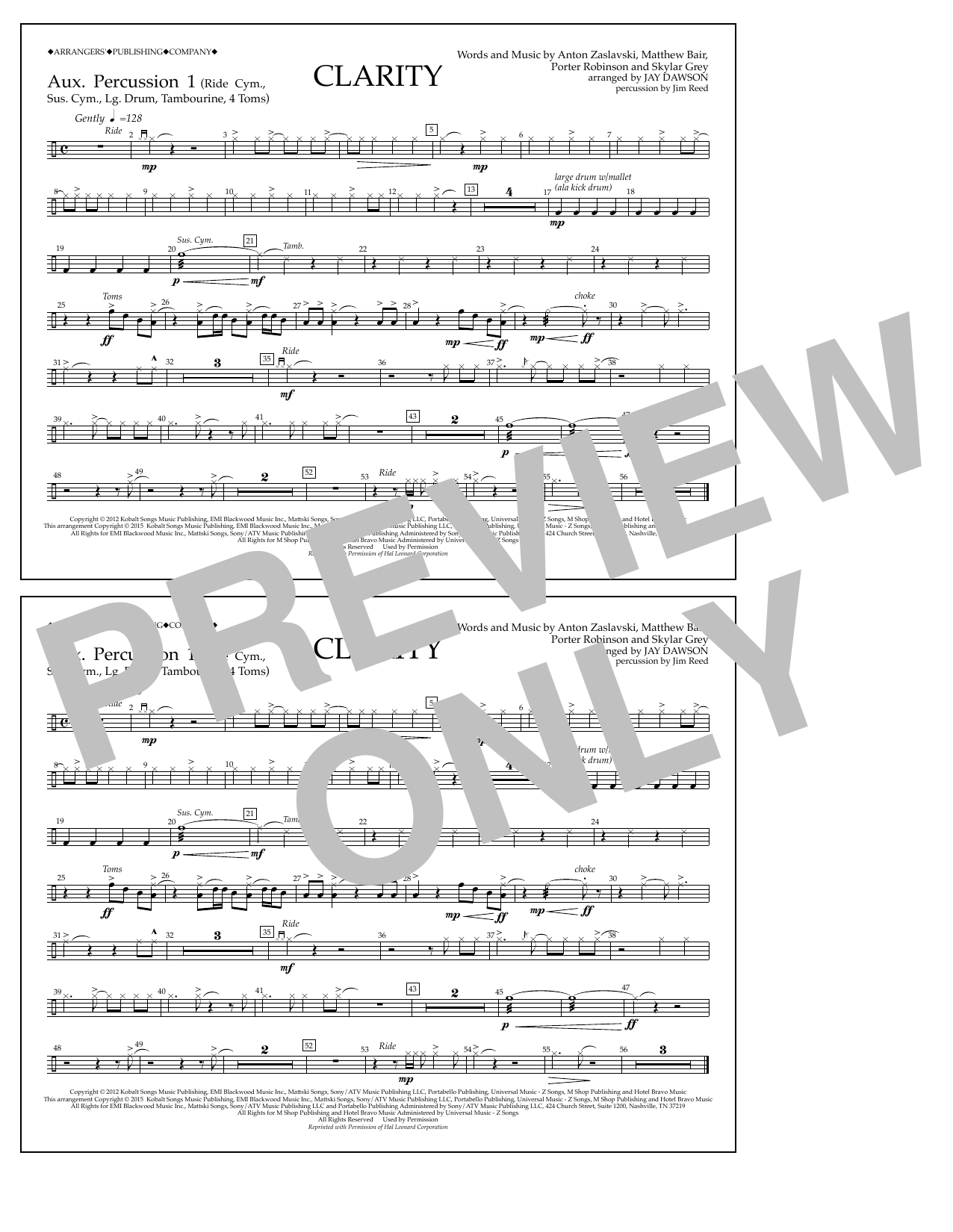Download Jay Dawson Clarity - Aux. Perc. 1 Sheet Music and learn how to play Marching Band PDF digital score in minutes