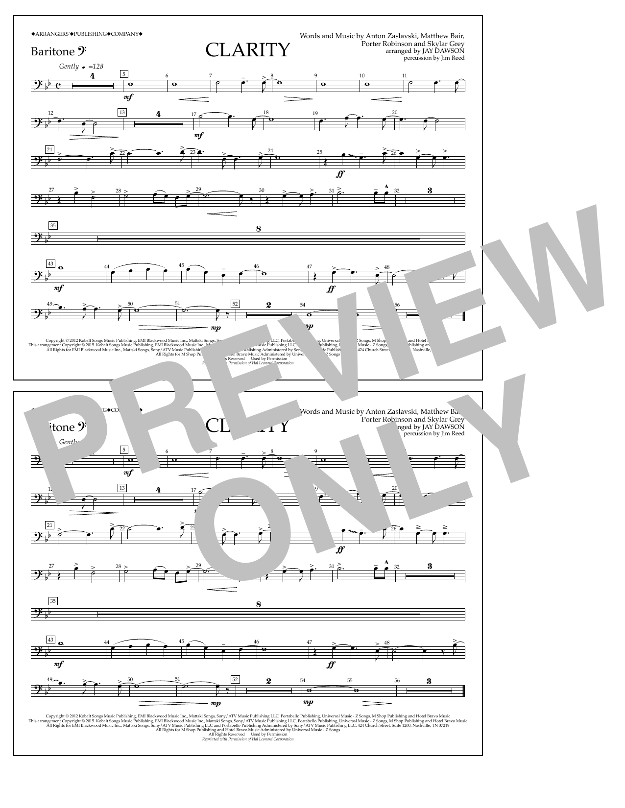 Download Jay Dawson Clarity - Baritone B.C. Sheet Music and learn how to play Marching Band PDF digital score in minutes