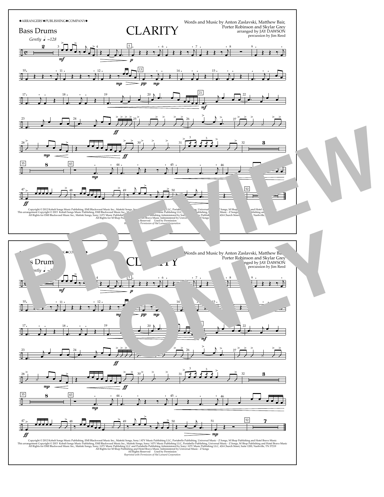 Download Jay Dawson Clarity - Bass Drums Sheet Music and learn how to play Marching Band PDF digital score in minutes
