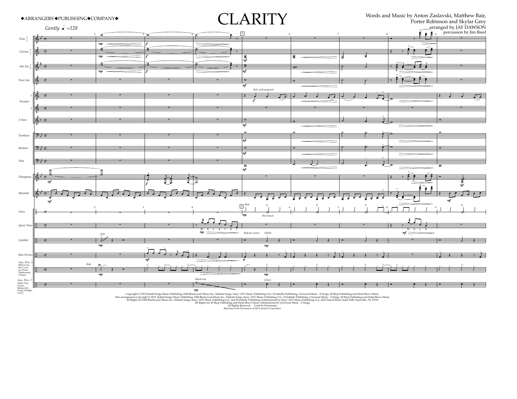 Download Jay Dawson Clarity - Full Score Sheet Music and learn how to play Marching Band PDF digital score in minutes