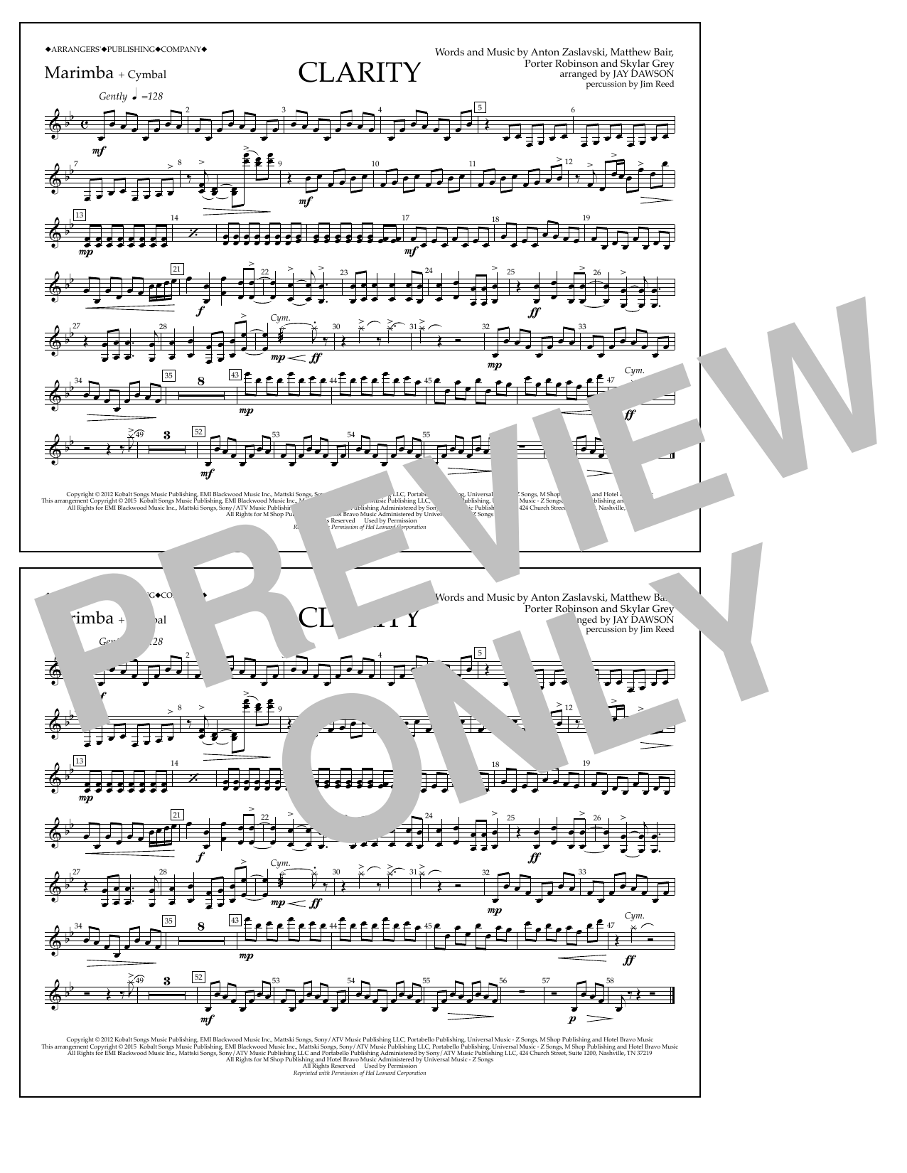 Download Jay Dawson Clarity - Marimba Sheet Music and learn how to play Marching Band PDF digital score in minutes