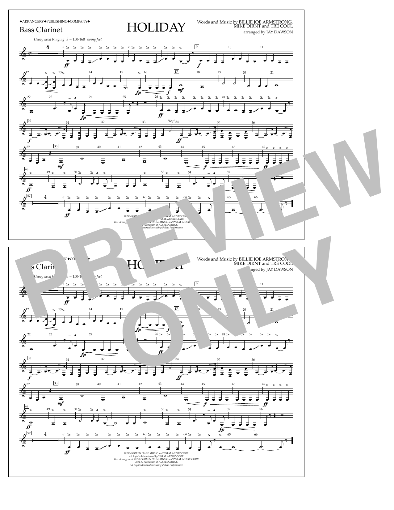 Download Jay Dawson Holiday - Bb Bass Clarinet Sheet Music and learn how to play Marching Band PDF digital score in minutes