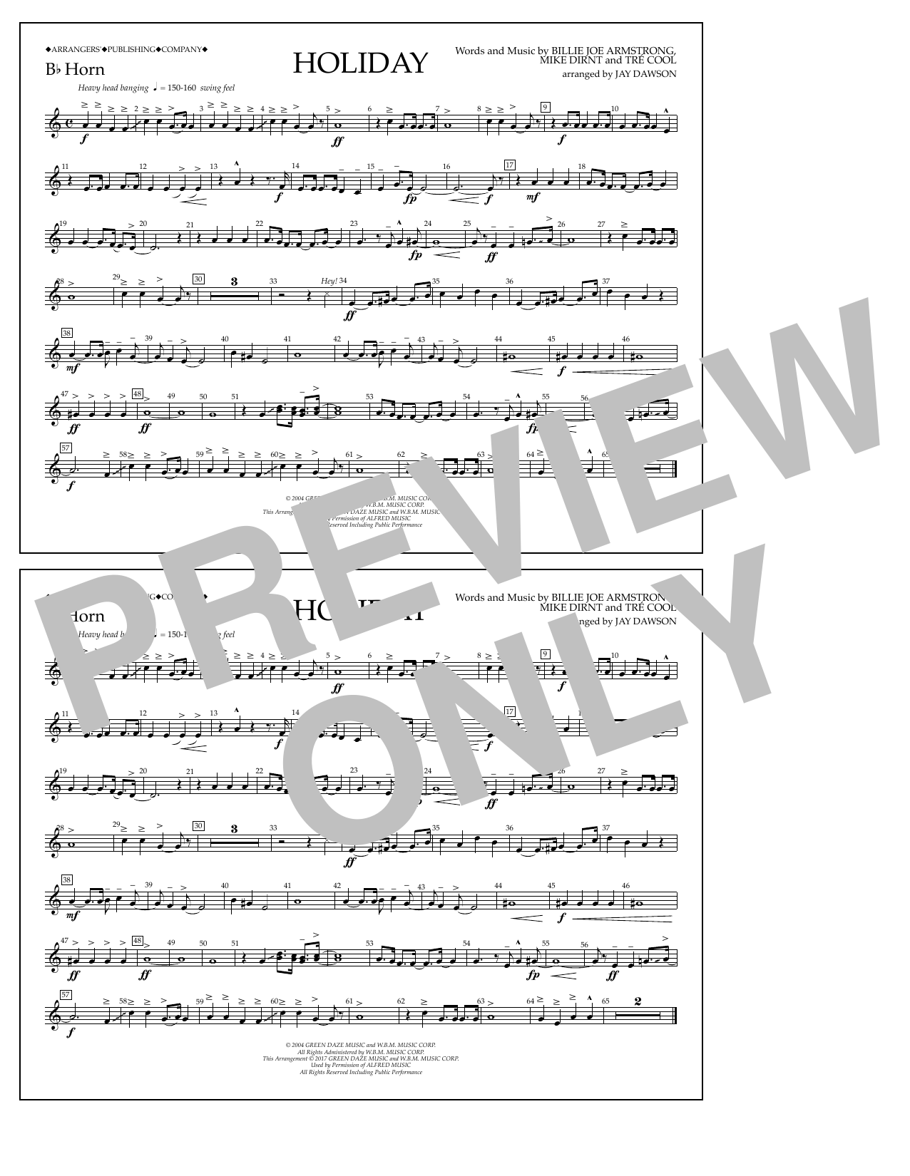 Download Jay Dawson Holiday - Bb Horn Sheet Music and learn how to play Marching Band PDF digital score in minutes