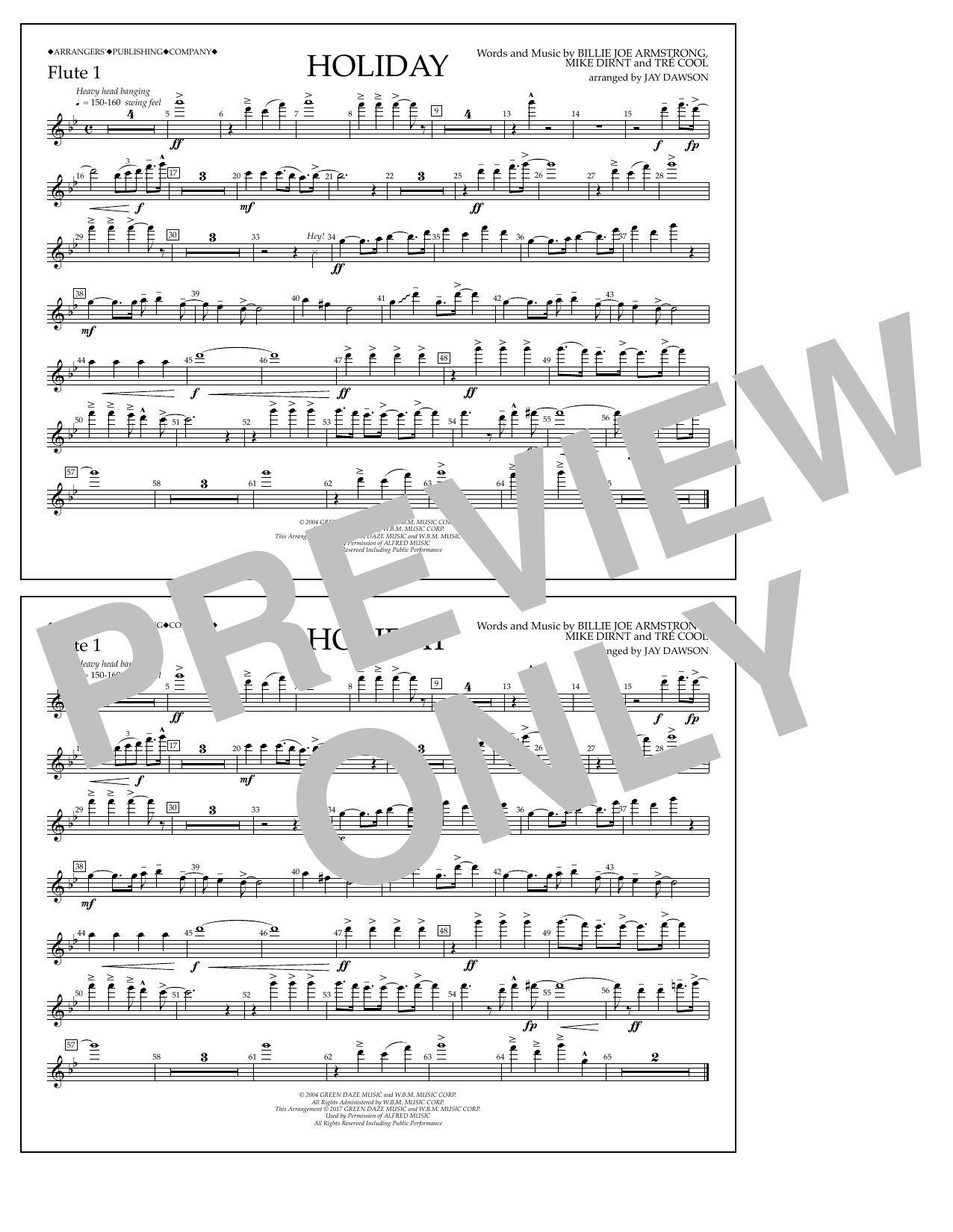 Download Jay Dawson Holiday - Flute 1 Sheet Music and learn how to play Marching Band PDF digital score in minutes