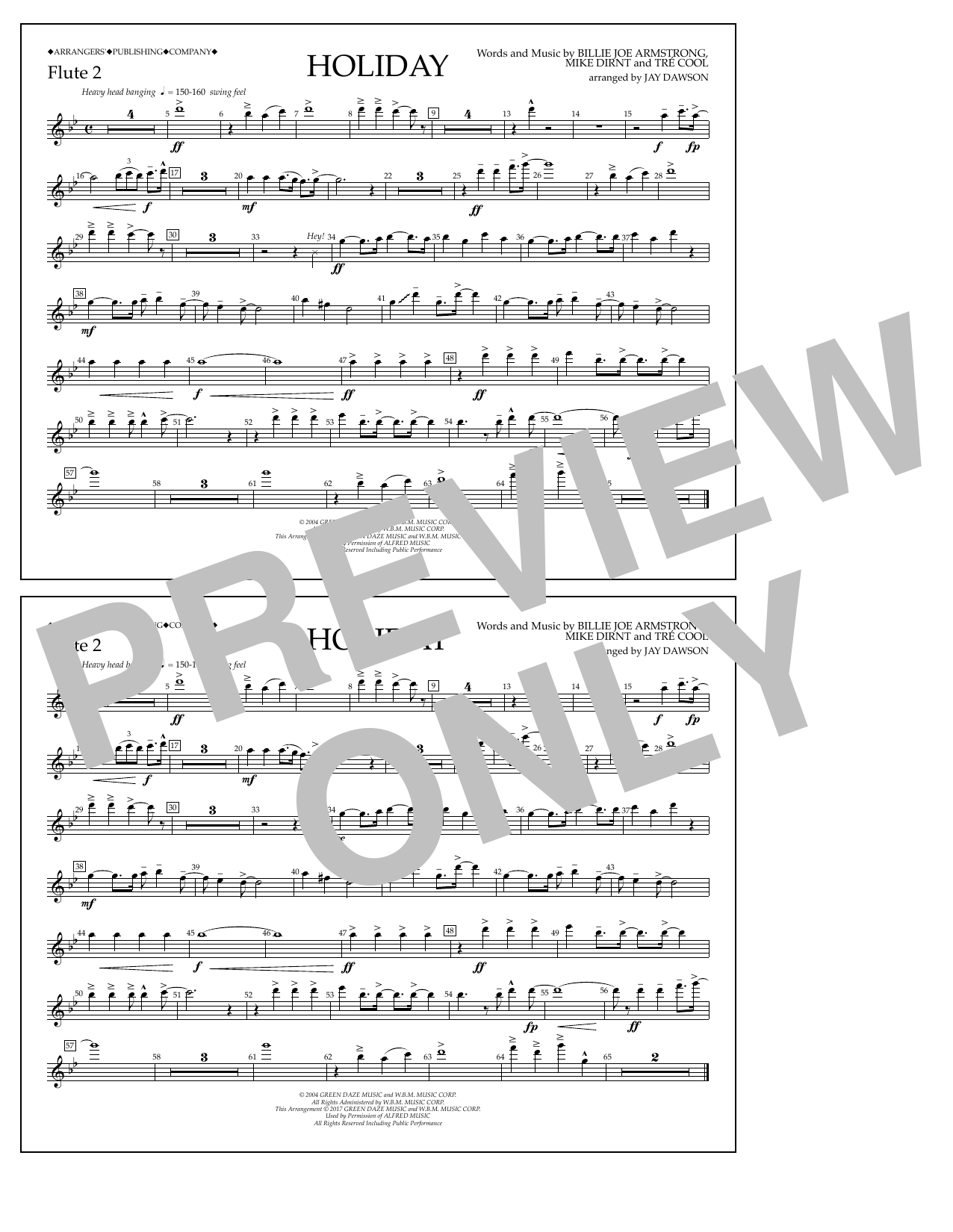 Download Jay Dawson Holiday - Flute 2 Sheet Music and learn how to play Marching Band PDF digital score in minutes