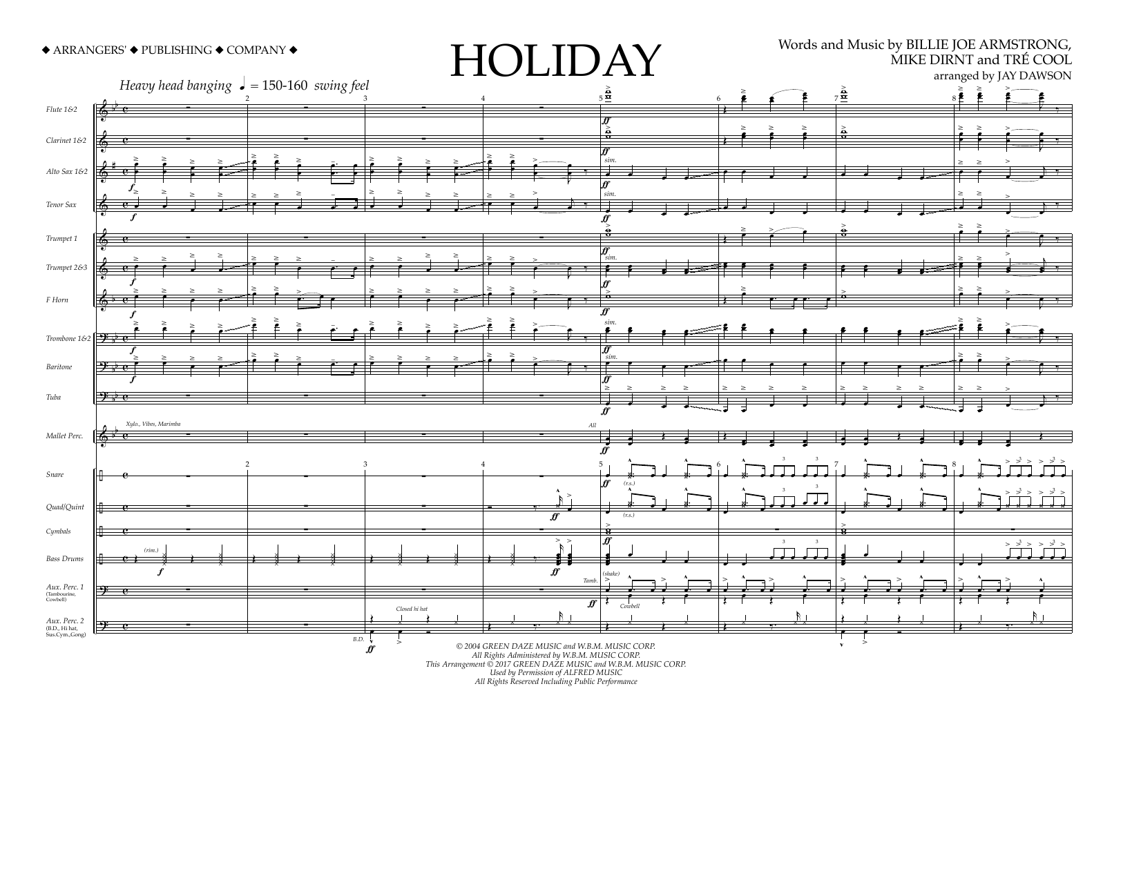 Download Jay Dawson Holiday - Full Score Sheet Music and learn how to play Marching Band PDF digital score in minutes