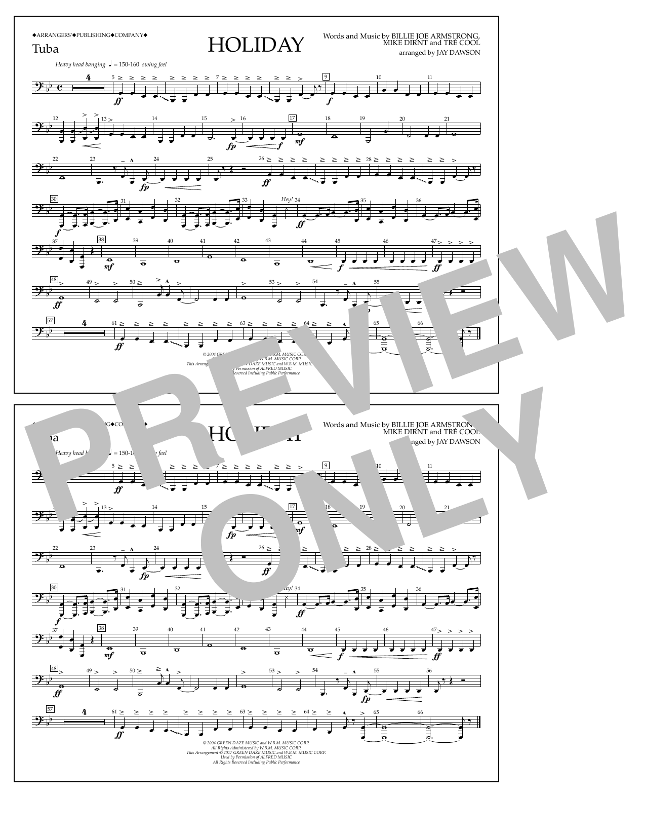 Download Jay Dawson Holiday - Tuba Sheet Music and learn how to play Marching Band PDF digital score in minutes