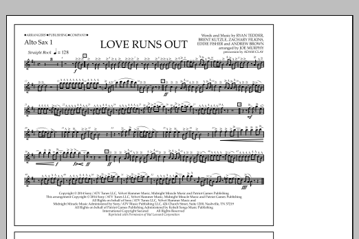 Download Jay Dawson Love Runs Out - Alto Sax 1 Sheet Music and learn how to play Marching Band PDF digital score in minutes