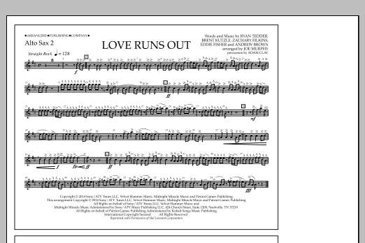 Download Jay Dawson Love Runs Out - Alto Sax 2 Sheet Music and learn how to play Marching Band PDF digital score in minutes