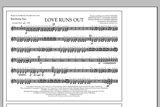 Download Jay Dawson Love Runs Out - Baritone Sax Sheet Music and learn how to play Marching Band PDF digital score in minutes