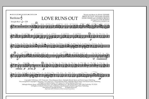 Download Jay Dawson Love Runs Out - Baritone T.C. Sheet Music and learn how to play Marching Band PDF digital score in minutes