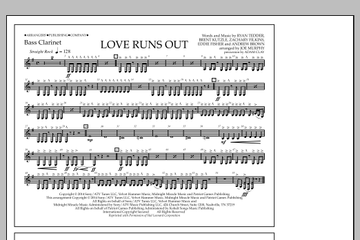 Download Jay Dawson Love Runs Out - Bass Clarinet Sheet Music and learn how to play Marching Band PDF digital score in minutes