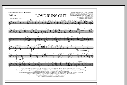 Download Jay Dawson Love Runs Out - Bb Horn Sheet Music and learn how to play Marching Band PDF digital score in minutes