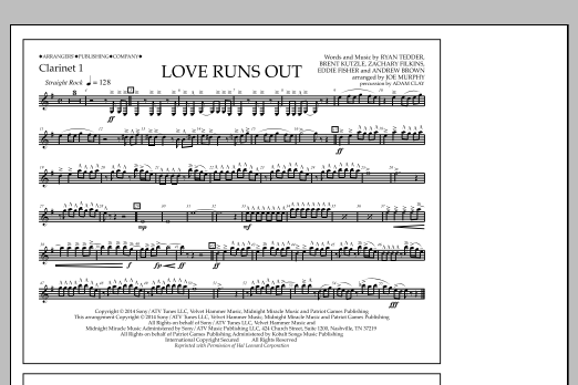 Download Jay Dawson Love Runs Out - Clarinet 1 Sheet Music and learn how to play Marching Band PDF digital score in minutes