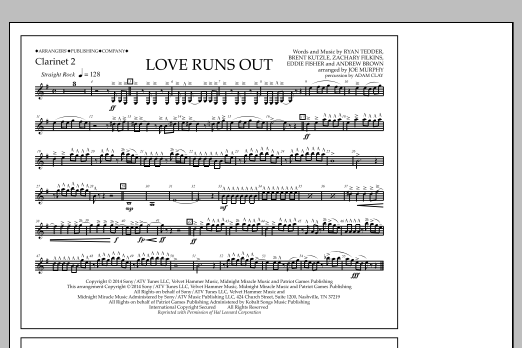 Download Jay Dawson Love Runs Out - Clarinet 2 Sheet Music and learn how to play Marching Band PDF digital score in minutes