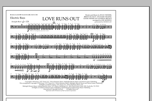 Download Jay Dawson Love Runs Out - Electric Bass Sheet Music and learn how to play Marching Band PDF digital score in minutes