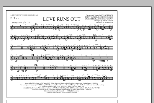 Download Jay Dawson Love Runs Out - F Horn Sheet Music and learn how to play Marching Band PDF digital score in minutes