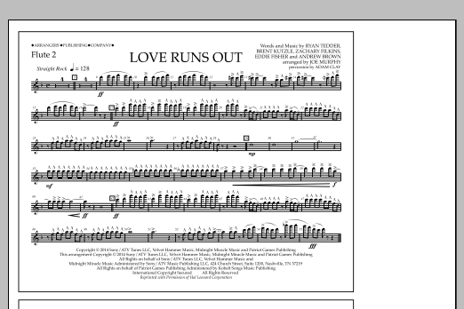 Download Jay Dawson Love Runs Out - Flute 2 Sheet Music and learn how to play Marching Band PDF digital score in minutes