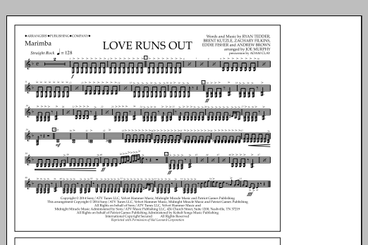 Download Jay Dawson Love Runs Out - Marimba Sheet Music and learn how to play Marching Band PDF digital score in minutes