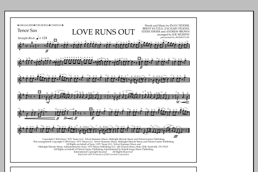 Download Jay Dawson Love Runs Out - Tenor Sax Sheet Music and learn how to play Marching Band PDF digital score in minutes
