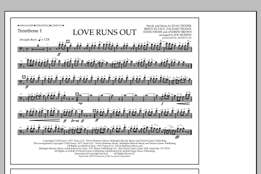 Download Jay Dawson Love Runs Out - Trombone 1 Sheet Music and learn how to play Marching Band PDF digital score in minutes