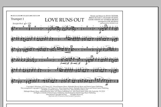Download Jay Dawson Love Runs Out - Trumpet 1 Sheet Music and learn how to play Marching Band PDF digital score in minutes