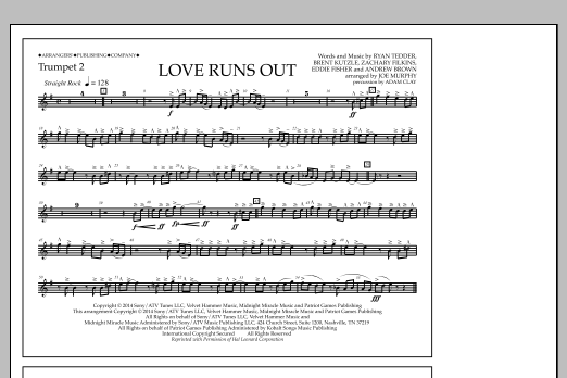 Download Jay Dawson Love Runs Out - Trumpet 2 Sheet Music and learn how to play Marching Band PDF digital score in minutes