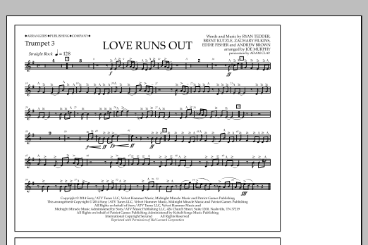 Download Jay Dawson Love Runs Out - Trumpet 3 Sheet Music and learn how to play Marching Band PDF digital score in minutes