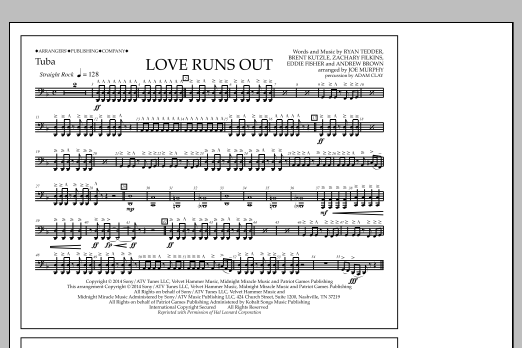 Download Jay Dawson Love Runs Out - Tuba Sheet Music and learn how to play Marching Band PDF digital score in minutes