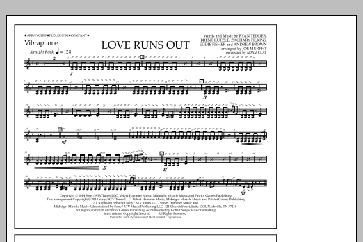 Download Jay Dawson Love Runs Out - Vibraphone Sheet Music and learn how to play Marching Band PDF digital score in minutes