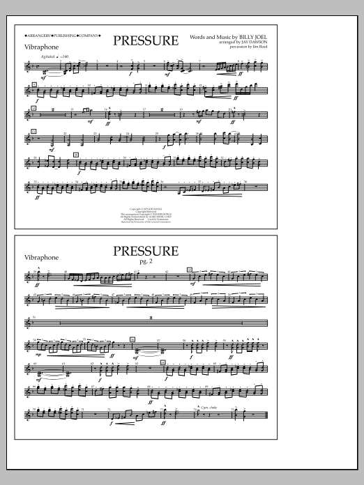 Download Jay Dawson Pressure - Vibraphone Sheet Music and learn how to play Marching Band PDF digital score in minutes
