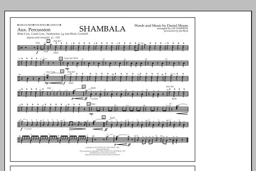 Download Jay Dawson Shambala - Aux Percussion Sheet Music and learn how to play Marching Band PDF digital score in minutes