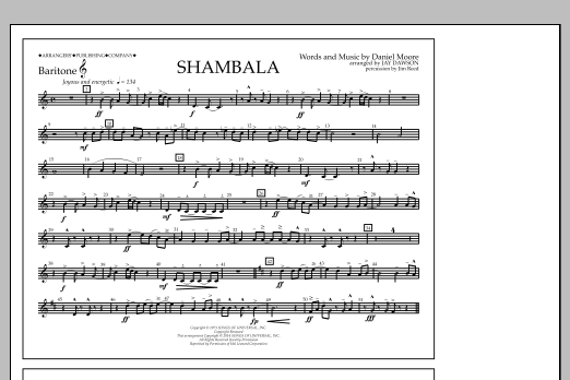 Download Jay Dawson Shambala - Baritone T.C. Sheet Music and learn how to play Marching Band PDF digital score in minutes