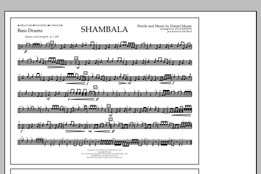 Download Jay Dawson Shambala - Bass Drums Sheet Music and learn how to play Marching Band PDF digital score in minutes