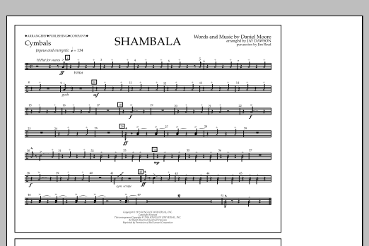 Download Jay Dawson Shambala - Cymbals Sheet Music and learn how to play Marching Band PDF digital score in minutes