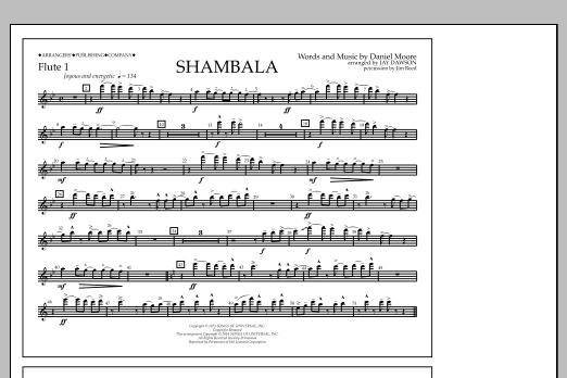 Download Jay Dawson Shambala - Flute 1 Sheet Music and learn how to play Marching Band PDF digital score in minutes