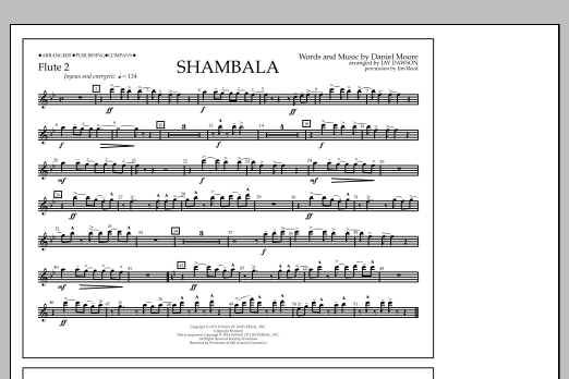 Download Jay Dawson Shambala - Flute 2 Sheet Music and learn how to play Marching Band PDF digital score in minutes