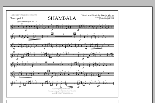 Download Jay Dawson Shambala - Trumpet 2 Sheet Music and learn how to play Marching Band PDF digital score in minutes