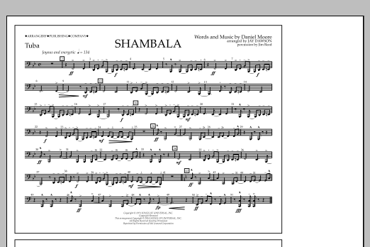 Download Jay Dawson Shambala - Tuba Sheet Music and learn how to play Marching Band PDF digital score in minutes