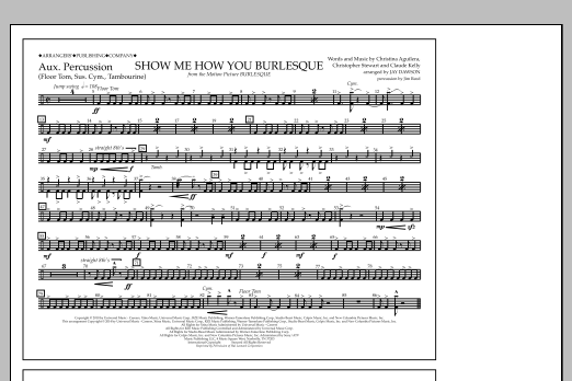 Download Jay Dawson Show Me How You Burlesque - Aux Percussion Sheet Music and learn how to play Marching Band PDF digital score in minutes
